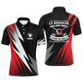 Polo de golf personnalisé homme rouge feu et noir avec éclairs dynamiques et lettrage Le Bonheur Faire Du Golf