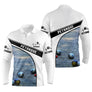 Polo pétanque manches longues unisexe blanc noir avec boules sur sable, prénom personnalisé