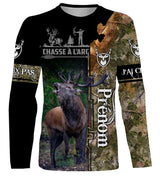 T-shirt chasse à l'arc design all-over sous-bois vert brun, coupe unisexe personnalisable pour archer