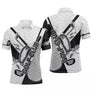 Polo golf homme noir et blanc texture balle de golf clubs croisés inscription Golf Club centrée coupe ajustée