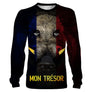 T-shirt manches longues chasse sanglier tête drapeau France Mon Trésor