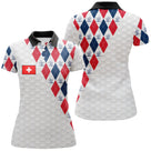 Polo golf homme femme manches courtes argyle Suisse, design patriotique pour parcours alpins et compétition