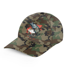 Alpenext - Casquette Pêcheur, Pêche du Brochet, Cadeau Original Fans de Pêche, Motifs Camouflage, Drapeau Suisse - CT01072217 Casquette BWB