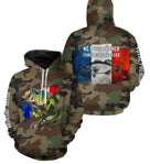 T-shirt UV pêche bar all-over camouflage motif bar drapeau tricolore Né pour pêcher pêcheur prénom personnalisé
