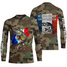 Sweat capuche pêche brochet UV all-over camouflage forêt motif brochet drapeau France prénom personnalisé pêcheur