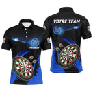 Maillot fléchettes bleu et noir homme all-over avec cibles et fléchettes, prénom et équipe personnalisés