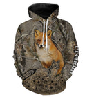 Sweat zippé chasse renard scène forestière, tenue cynégétique avec prénom personnalisé