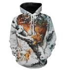 Sweat zippé chasse renard hiver paysage enneigé, tenue cynégétique saisonnière contemplative