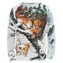 Sweat à capuche chasse renard roux sous neige, motif hivernal pour chasseur petit gibier