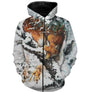 Sweater chasse renard roux all-over scène hivernale, motif renard et neige pour passionné observation