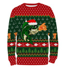 Sweat à capuche Noël poisson bonnet Père Noël, design ugly christmas sweater pour passionné halieutique