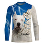Sweat zippé Dogue Argentin all-over fond bleu motif Dogo Argentino imposant photo prénom personnalisés cynophile