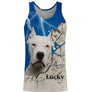 Hoodie cynophile Dogo Argentino fond bleu électrique motif chien blanc photo prénom personnalisés maître