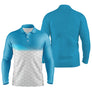 Polo manches longues sport unisexe bleu lagon haut uni bas dégradé balle tissu respirant léger