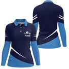 Polo pétanque bleu marine variante avec inscription PRÉNOM et battement cardiaque, prénom personnalisé