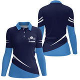 Polo pétanque bleu marine variante avec inscription PRÉNOM et battement cardiaque, prénom personnalisé