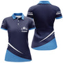 Polo pétanque bleu marine femme avec cœur stylisé et boule métallique, prénom personnalisé