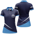 Polo pétanque bleu marine femme avec cœur stylisé et boule métallique, prénom personnalisé
