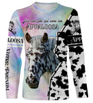 T-shirt cheval manches longues Appaloosa fond pastel slogan Just une fille qui aime son Appaloosa prénom personnalisé