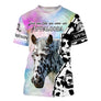T-shirt cheval all-over fond pastel rose bleu vert portrait Appaloosa robe tachetée slogan Just fille aime Appaloosa