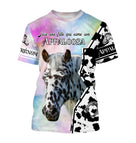 T-shirt cheval all-over fond pastel rose bleu vert portrait Appaloosa robe tachetée slogan Just fille aime Appaloosa