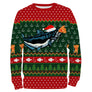 Sweat à capuche Noël silure bonnet Père Noël, design ugly christmas sweater pour pêcheur clonk