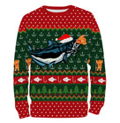 Sweat à capuche Noël silure bonnet Père Noël, design ugly christmas sweater pour pêcheur clonk