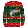 Sweat à capuche Noël bar bonnet Père Noël, design ugly christmas sweater pour pêcheur loup