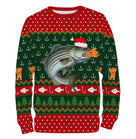 Sweat à capuche Noël bar bonnet Père Noël, design ugly christmas sweater pour pêcheur loup