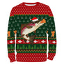 Sweat à capuche Noël truite bonnet Père Noël, design ugly christmas sweater pour moucheur
