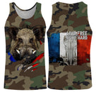 Sweat capuche chasseur sanglier camouflage militaire motif sanglier tricolore Live Free Hunt Hard battue forêt