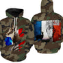 T-shirt chasse chamois camouflage militaire motif chamois alpin drapeau France chasseur patriote altitude