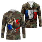T-shirt chasseur chamois camouflage militaire motif chamois drapeau France slogan Live Free Hunt Hard alpin