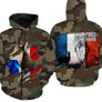 Sweat zippé chasse chamois all-over camouflage militaire motif chamois tricolore Live Free Hunt Hard montagne