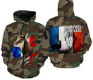 Sweat zippé chasse chamois all-over camouflage militaire motif chamois tricolore Live Free Hunt Hard montagne