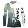 T-shirt randonnée variante avec silhouette trek et montagne, prénom personnalisé