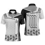 Polo golf homme noir intense quatre clubs alignés dos argyle losange bas médaillon central coupe ajustée séchage rapide