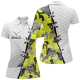 Polo de Golf, Cadeau Personnalisé Golfeur, Golfeuse, Polo à Séchage Rapide Homme Femme, Balle de Golf, Camouflage - CTS17052217 - Polo Femme Jaune