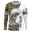Maillot UV manches longues pêche truite au leurre tatouage bicolore blanc camouflage prénom personnalisé