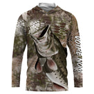 Sweat UV à capuche pêche bar camouflage écailles complet motif all-over prénom personnalisé, vue de face