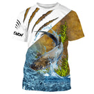 Sweat à capuche pêche silure avec écailles marron et eau bleue, marquage prénom pour pêcheur clonk
