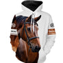 Sweater all-over cheval passion blanc manches longues unisexe portrait cheval brun
