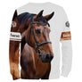 Sweat zippé all-over cheval passion blanc avec portrait cheval brun bai écussons