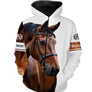 T-shirt all-over cheval passion blanc portrait réaliste cheval brun pour cavaliers passionnés