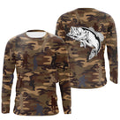 Anti-UV t-shirt manches longues pêche camouflage marron bar carnassier silhouettes pêcheurs