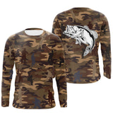 Anti-UV t-shirt manches longues pêche camouflage marron bar carnassier silhouettes pêcheurs