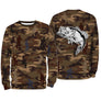 Sweat à capuche pêche camouflage marron bar bondissant silhouettes pêcheurs marin