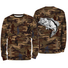 Sweat à capuche pêche camouflage marron bar bondissant silhouettes pêcheurs marin