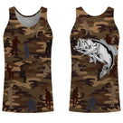 Sweater pêche unisexe camouflage marron bar bondissant silhouettes pêcheurs tissu doux