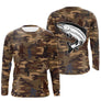 Sweat à capuche pêche camouflage marron saumon bondissant silhouettes pêcheurs